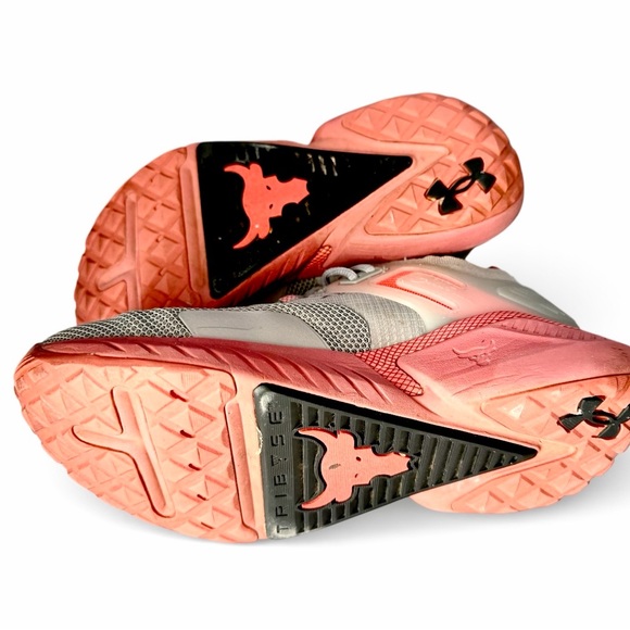 Under Armour Project Rock Beige and Pink Trainers - Picture 6 of 8